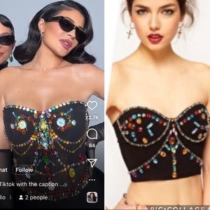 Embellished bustier crop top - 6